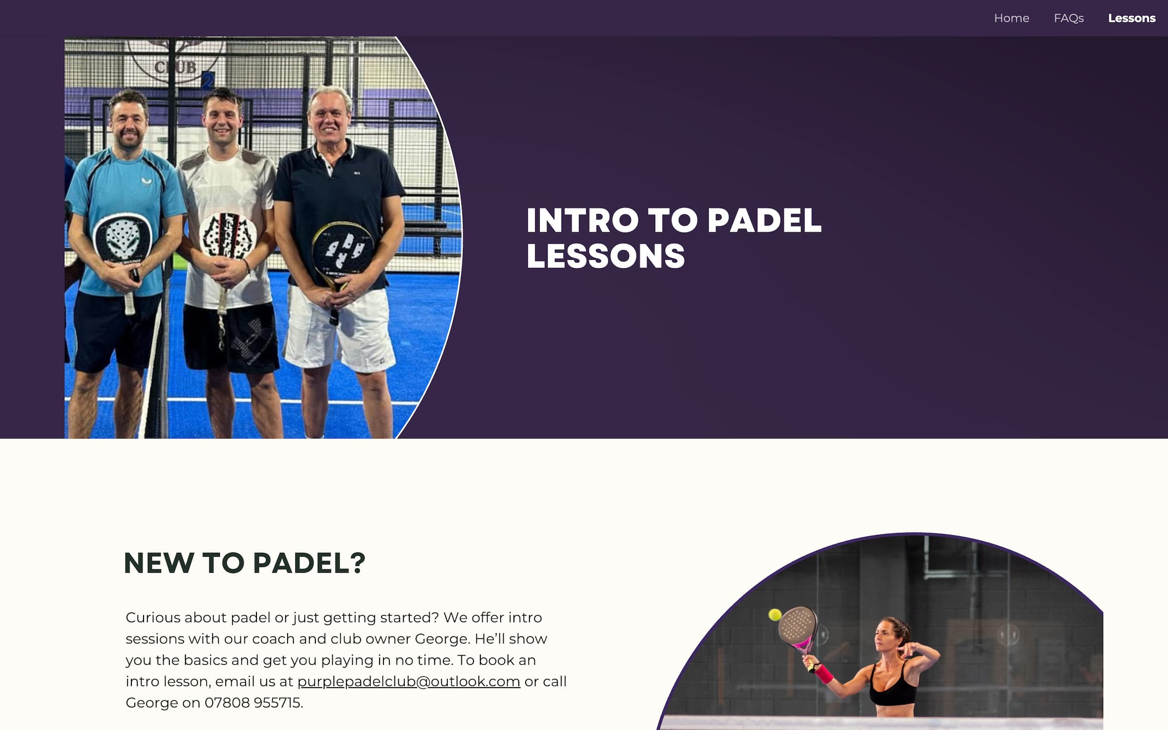 Purple Padel booking page