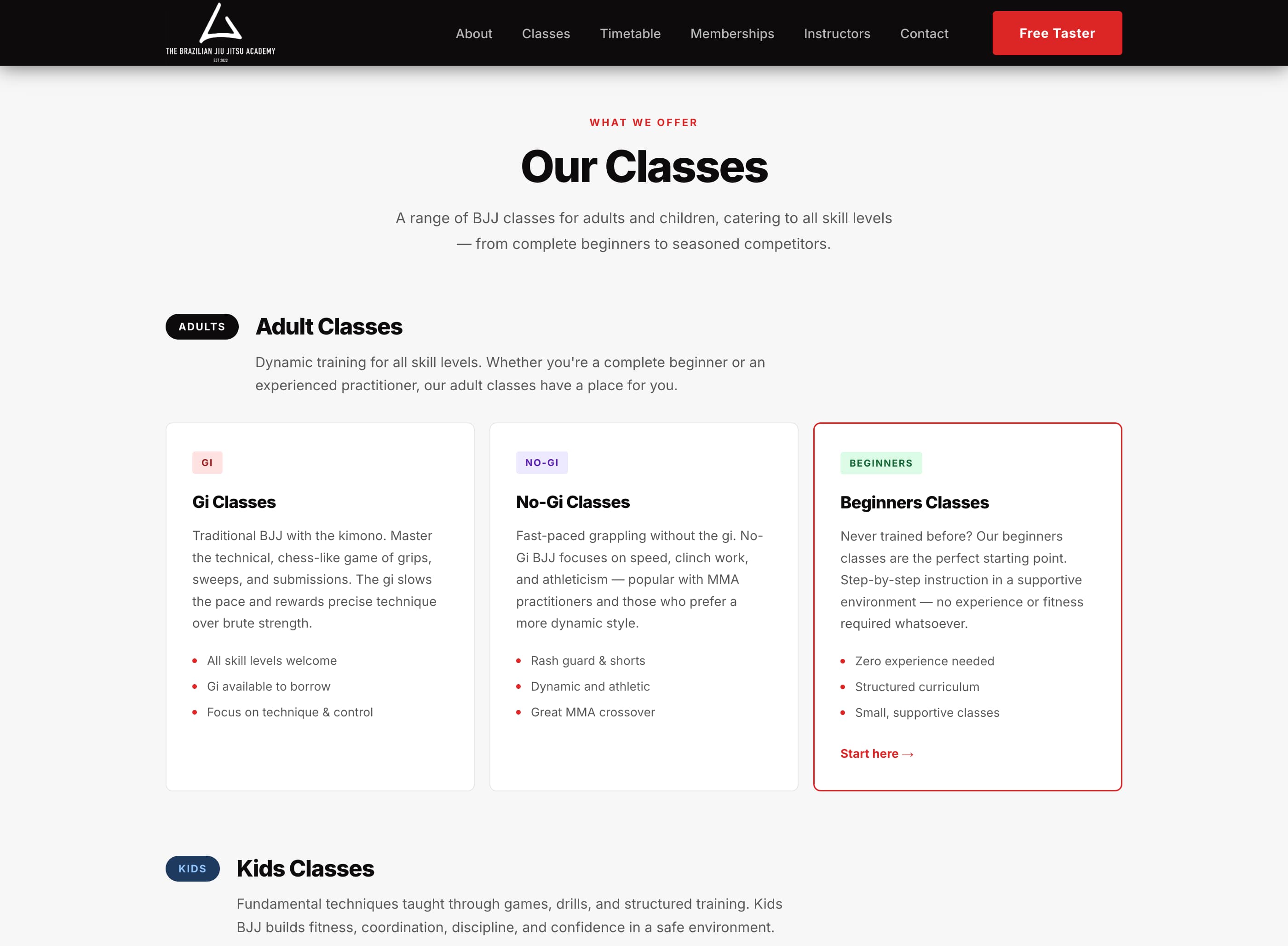 TBJJA our classes page